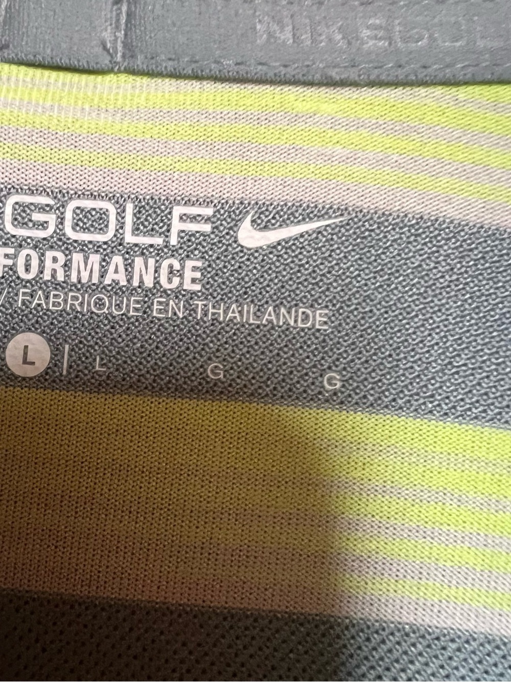 Nike Striped Golf Polo Shirt - Gray & Light Green - Picture 2 of 3
